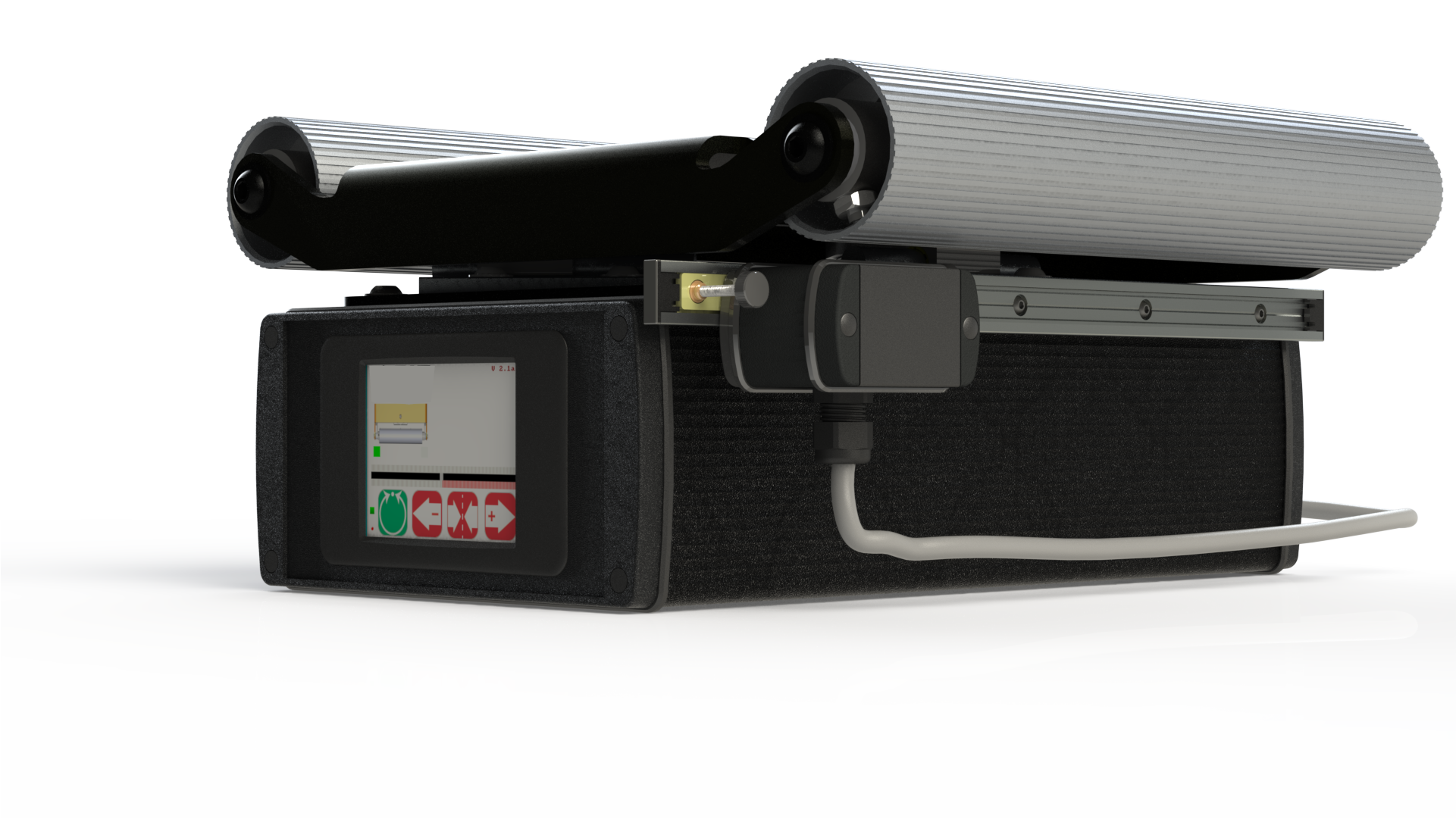 Compact web guiding system with grooved rollers for improved traction