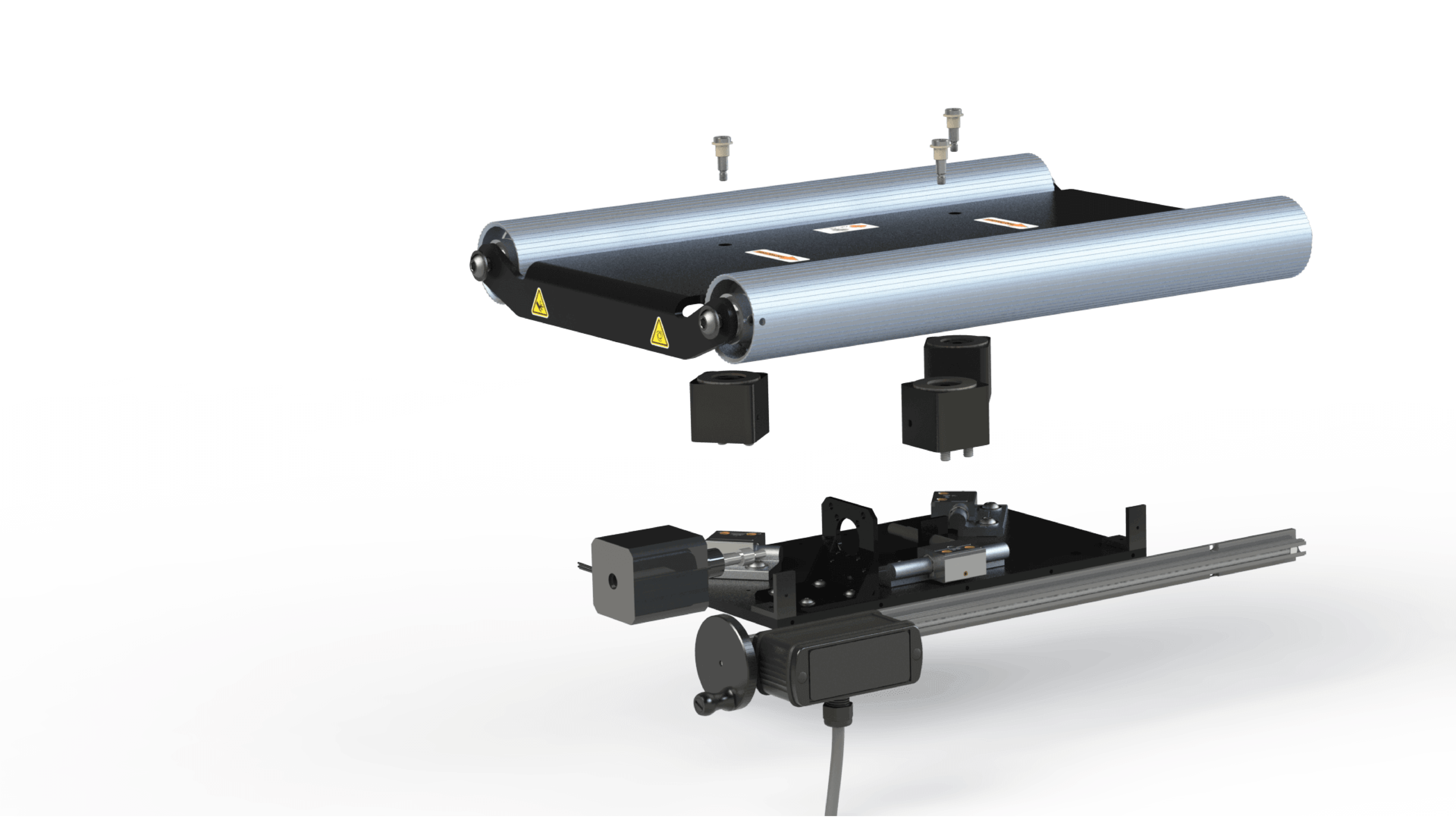 Exploded view of the low profile web guide